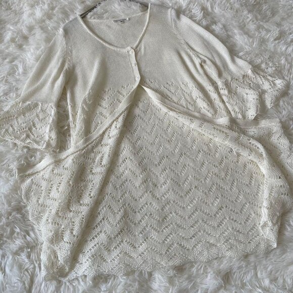 Cinemu Lace Knit Flare Cardigan M Off White - Picture 6 of 6